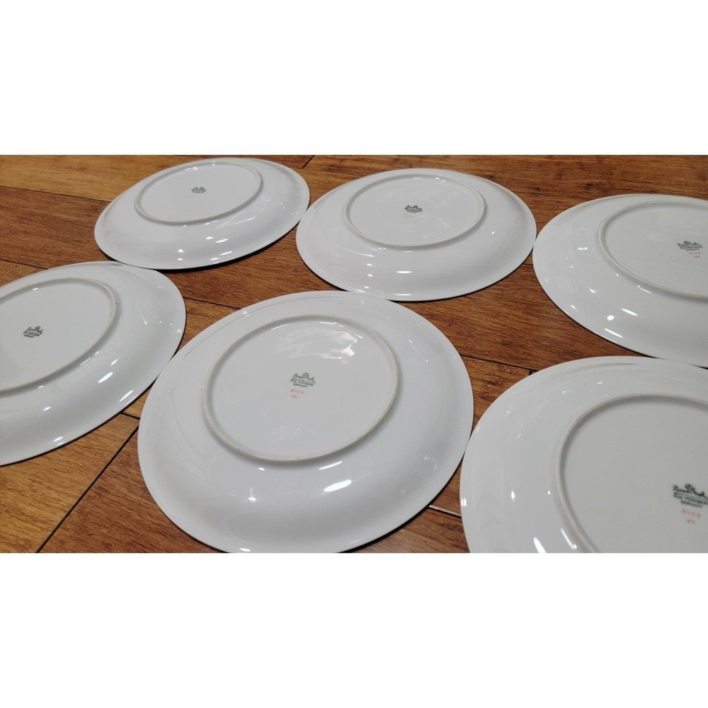 Rosenthal Continental Bramble Dinner Plate Set Of 6 Gold Rim White Porcelain - Picture 8 of 10